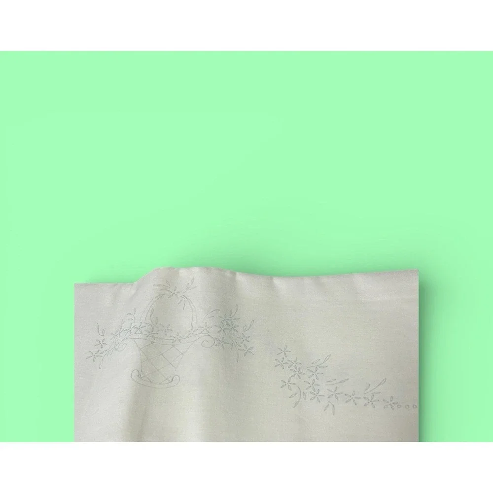 2 Standard Pillowcases Stamped Embroidery‎ Ready Basket Floral Garden Pattern